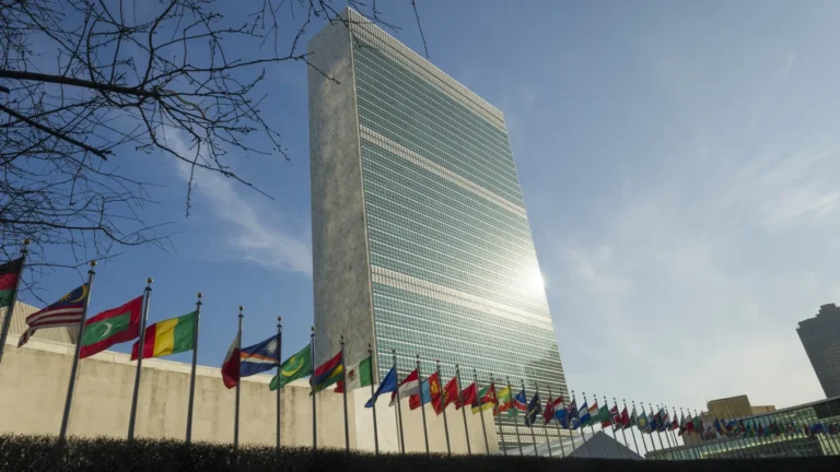 Building of the United Nations headquarters in New York City